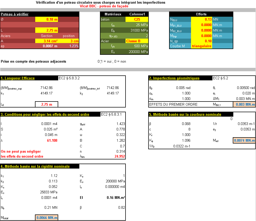 Column check calculation